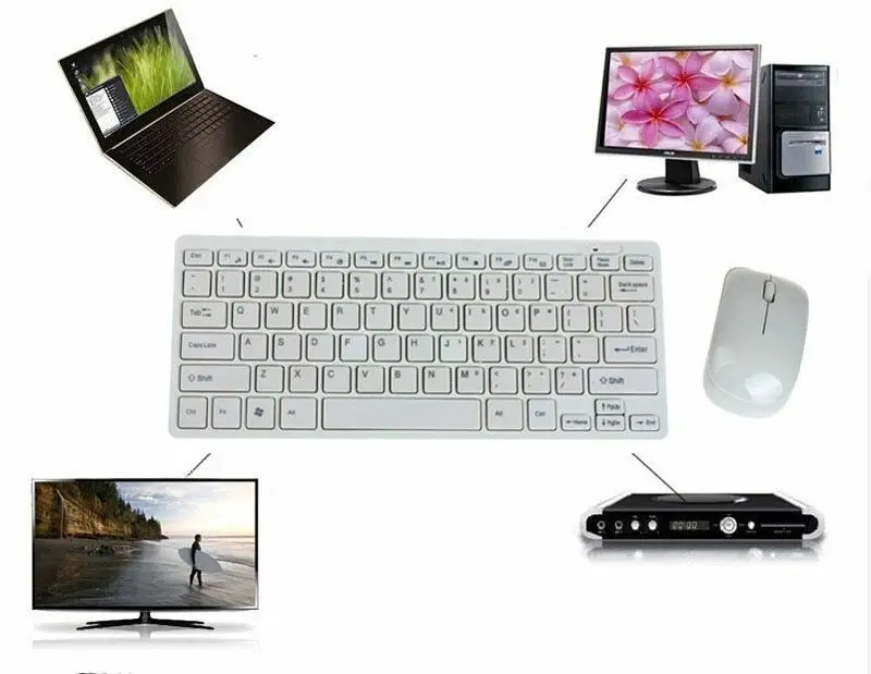 

2.4G Mini Wireless Keyboard and Optical Mouse Combo Black/whit for Samsung Smart TV Desktop PC