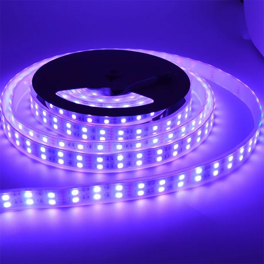 DC12v 120 светодиодов/м RGB Светодиодная лента 5050 SMD светодиодный гибкий светильник s 5 м/катушка двухрядный теплый белый/RGB светодиодный ленточный светильник