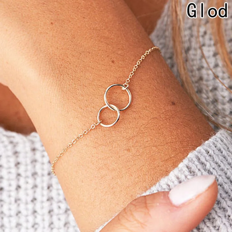 

Simple Minimalism Double Circular Ring Vogue Bangle Bracelet Hollow Out Circle Bracelets & Bangles Pulseras Mujer