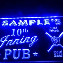 DZ016-Имя персонализированные пользовательские Бейсбол иннинг Бар Пивной неоновая вывеска повесить знак домашнего декора ремесла