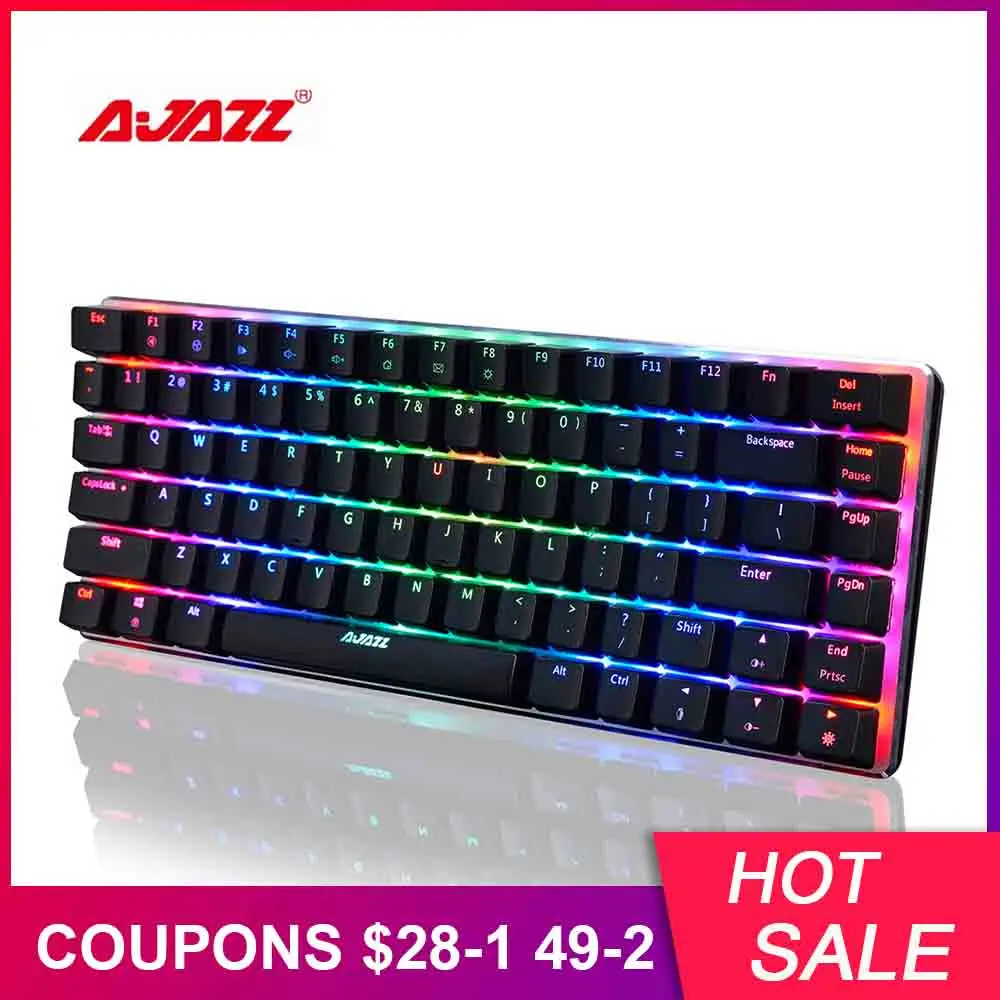 Pаспродажа AJAZZ AK33 механическая клавиатура RGB игровые клавиатуры 82 клавиши синий черный переключатели Anti Ghosting для PTUG LOL DOTA 2 csgo