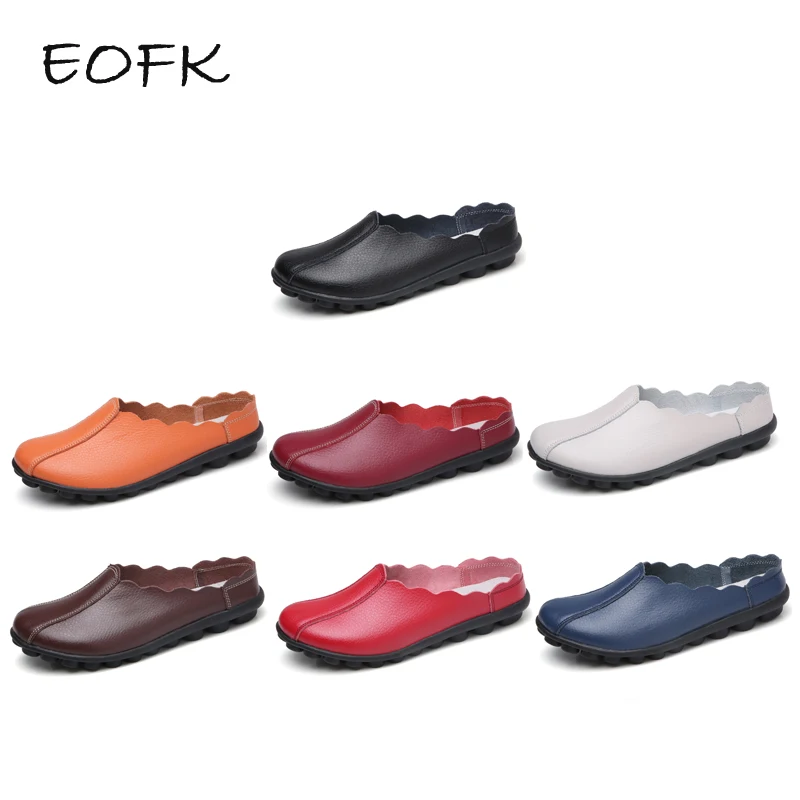 EOFK/Новинка; летние женские тапочки; дышащая обувь из натуральной кожи без застежки; женские шлепанцы; женские мягкие Тапочки