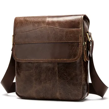 

Vintage Leisure Men's Top Grain Leather Flap Crossbody Bag Hot Selling Promotion Shoulder Bag Genuine Leather Men Messenger Bags