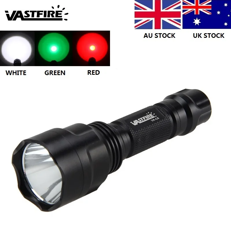

Aluminum Alloy Waterproof 1000 lm T6 LED Tactical Hunting Flashlight Torch Red/Green/White Light for Hunting Biking and Camping