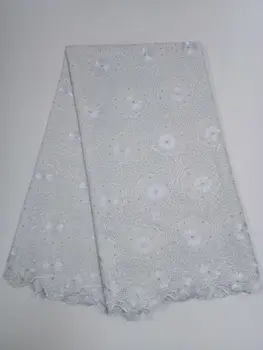

2017 Nigerian White Lace Fabrics For Wedding Party 100% Cotton African Swiss Voile Lace With Stone High Quality In Switzerland