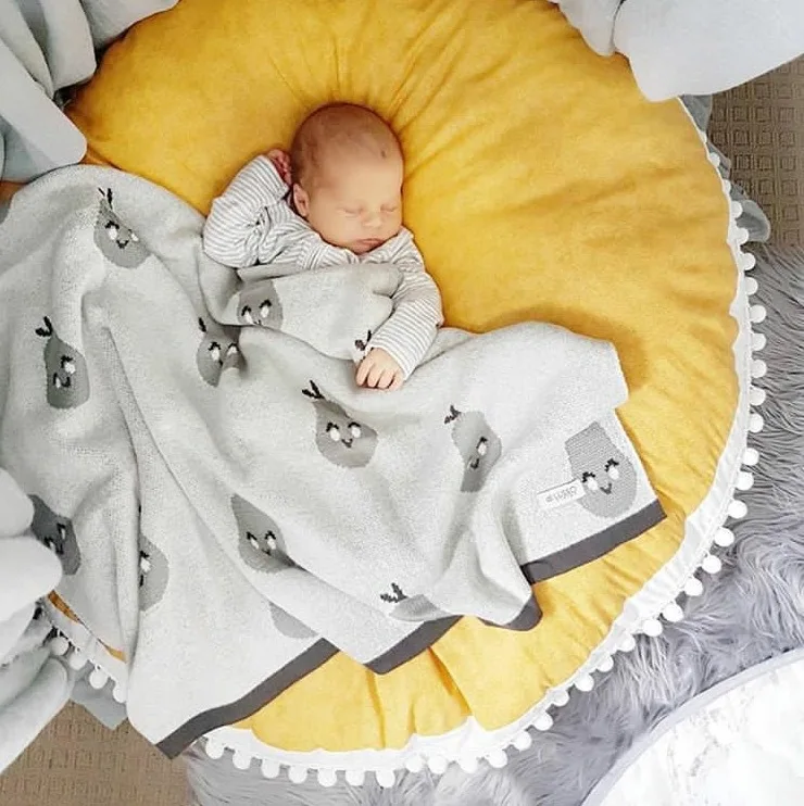 

Round Baby Crawling Pad Cotton Wool Ball Soft Infant Sofa Cushion Pillow Thick Kids Newborn Carpet Play Mat Children Room Decor