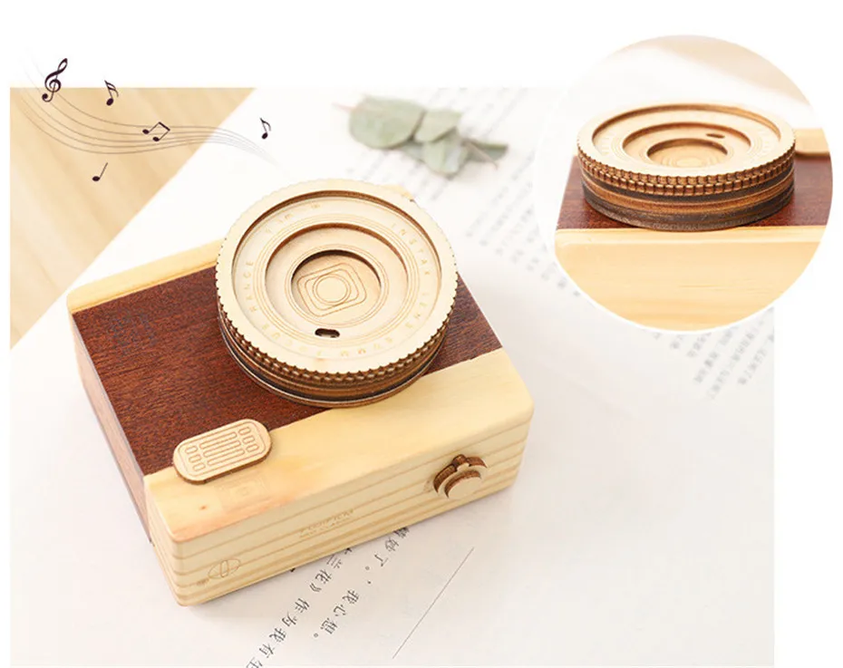 Cute Camera Music Box To Send Girls Kids Creative Wooden Mini Music Box Home Decoration Gift Birthday Daughter Christmas (9)