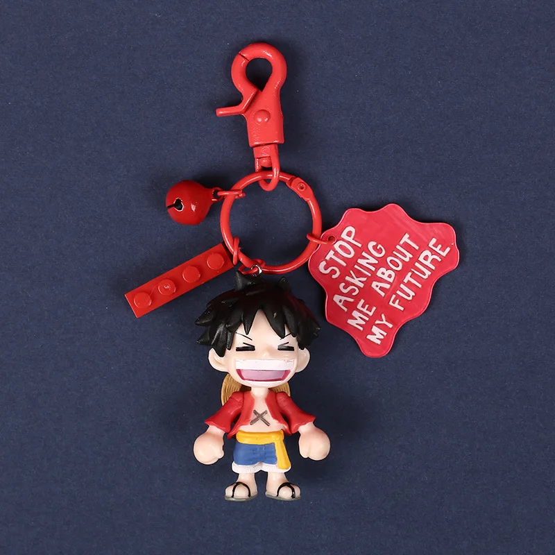 

Cartoon Anime 2019 ONE PIECE Luffy Keychain PVC Keychain action figure pendant Keyring Collection toy