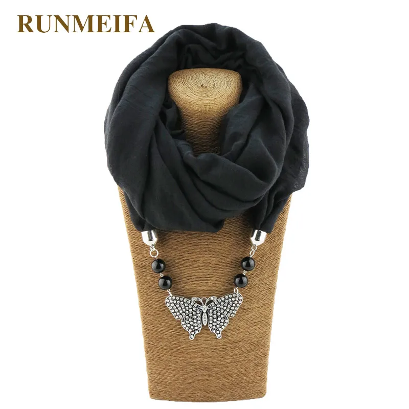 

RUNMEIFA 2018 Fashion Pendants Scarf For Women Jewelry Pendant Sjaals Female Butterfly Pendant Scarf Drop Shipping Free Style