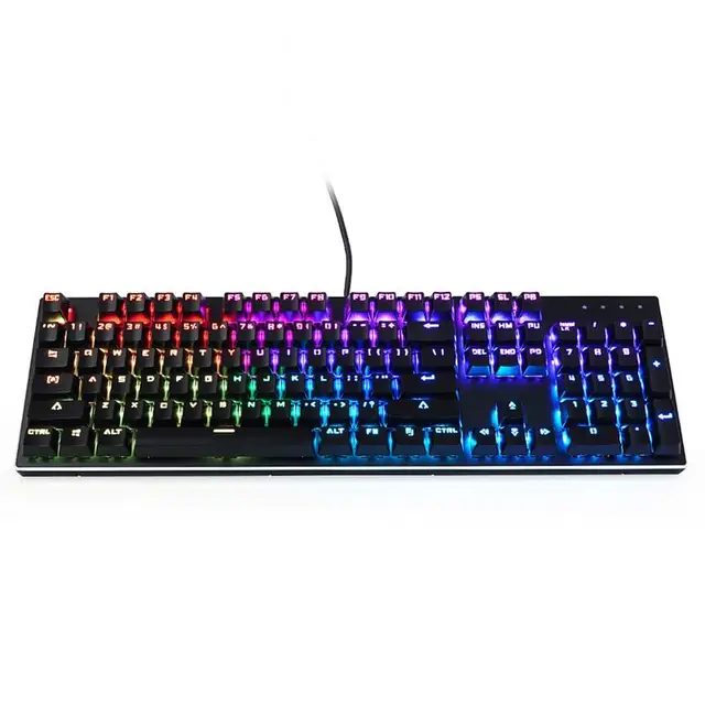 Best Offers Rgb mechanical keyboard optical axis Internet cafe dedicated keyboard 104 Keys RGB Wired USB Mini Gaming Keyboard For Laptop PC