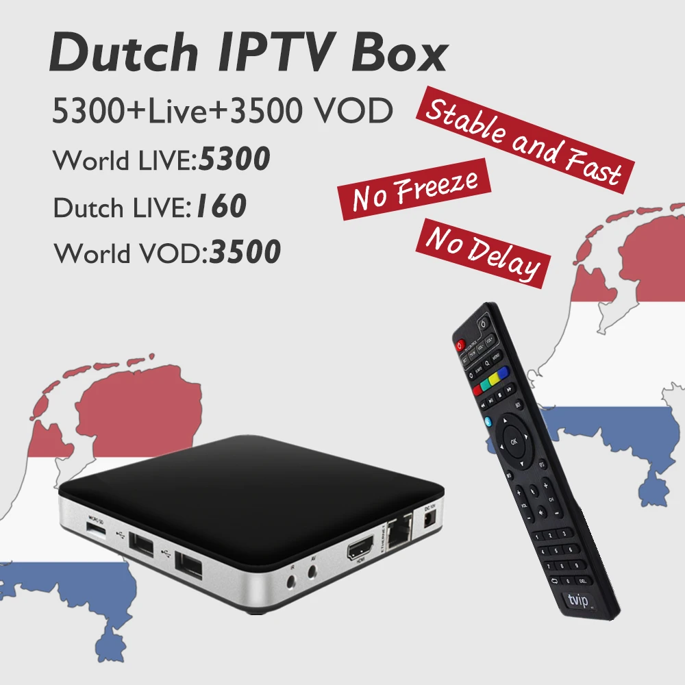 

TVIP605 Smart TV box + Scandinavia Nordic Dutch Portugal Israel worldwide IPTV Subscription S905X Android/Linux OS KO STB25X