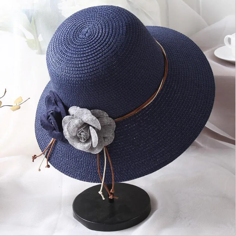

BINGYUANHAOXUAN New lady fisherman hat Sunscreen flower shade hat Fashion woman resort beach sun hat