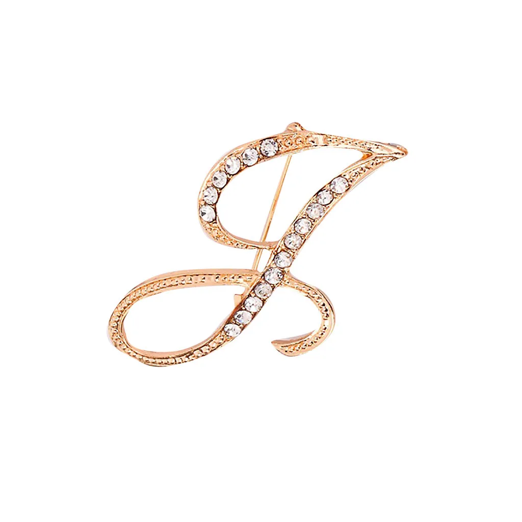 

1PC Crystal 26 English Letters Brooch 4x4cm Couple Memorial Jewelry Love Gifts Alloy Fashion Pretty Woman Accessoires #P5