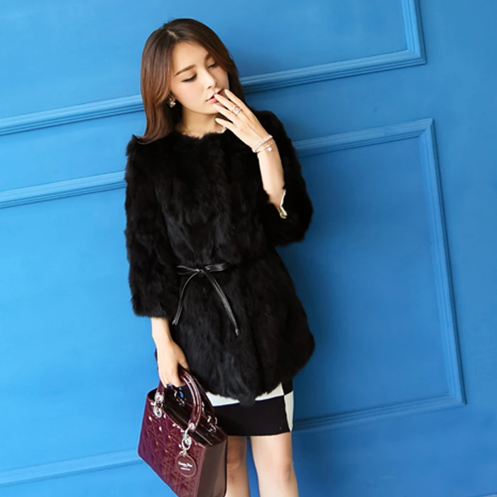 jaune Fourrure Fausse Manteau Mode noir De D'hiver Et Section Lapin Beige rouge Longue Femmes Veste Nouveau lavande Dame rose Msaiss Hiver Automne Mince OXqtxRvn