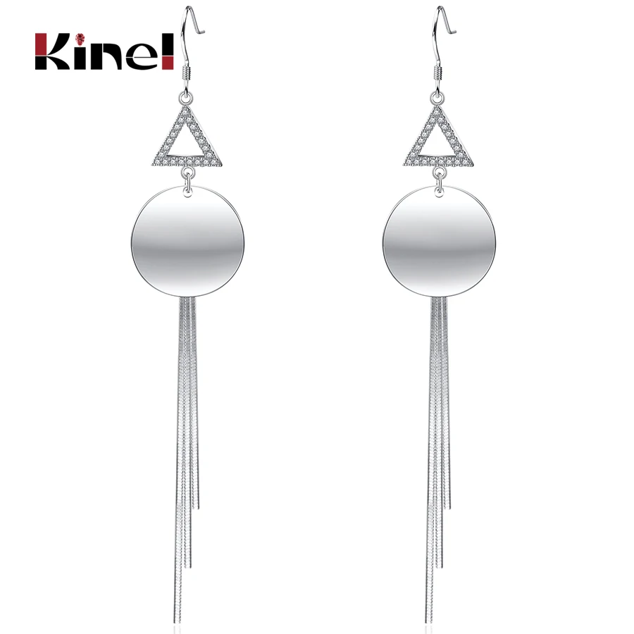 

Kinel Luxury 925 Sterling Silver Linear Tassel Earrings Fashion Wedding Party Dangle Earrings Fine Jewelry Female Gift