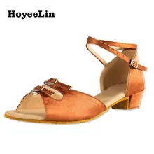 HoYeeLin/туфли для латинских танцев на низком каблуке; женские атласные туфли с открытым носком для латинских танцев; вечерние туфли для сальсы; сандалии