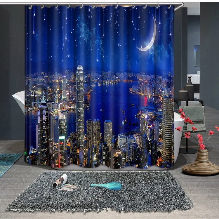 The city under the night 3D Blackout Curtains Healthy non-pollution Digital Print Customiz Design Tablecloth Shower Curtain Bed | Дом и сад