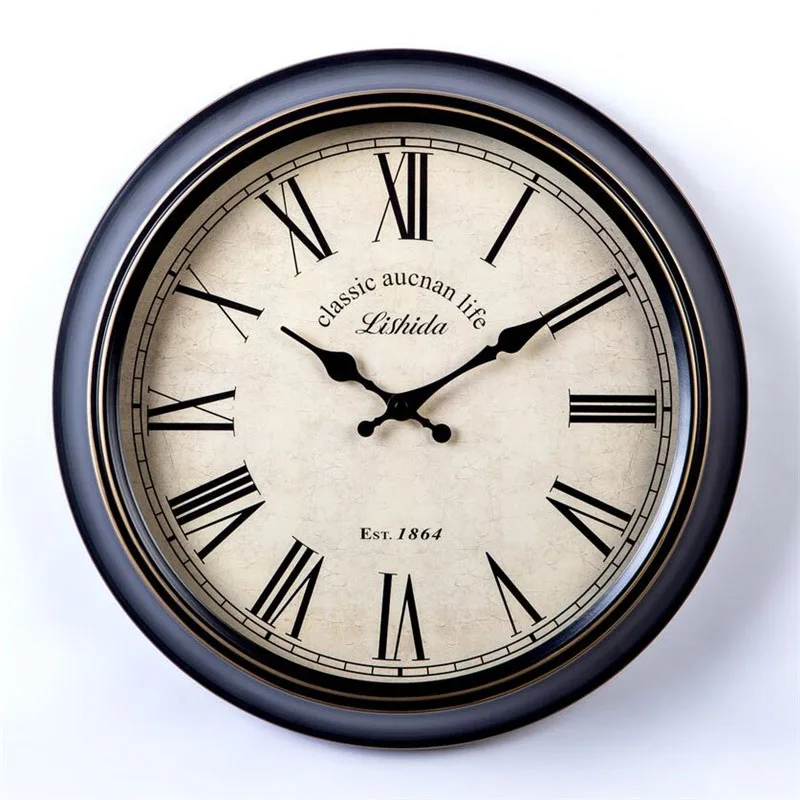 Американские кварцевые настенные часы винтажные металлические большие часы для гостиной для кухни потертые декоративные Ретро Современные настенные часы C5T041 - Цвет: Style 9