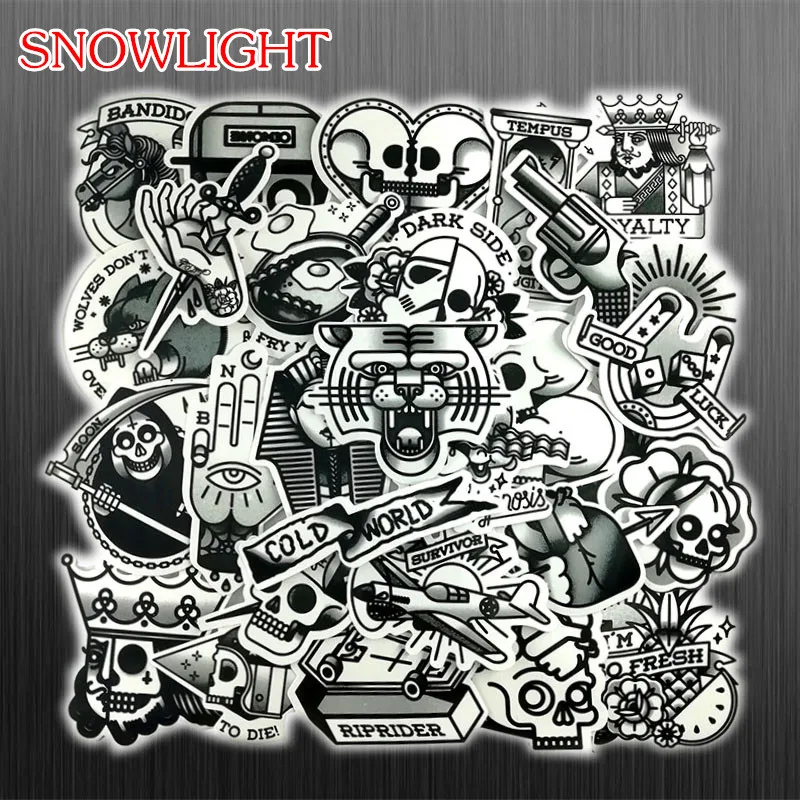 50Pcs/Lot Restore Black And White Horror skull Sticker Graffiti JDM Cool Stickers For Skate Laptop Bike Refrigerator DIY Sticker