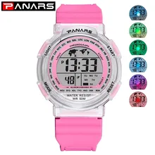 PANARS Colorful Luminous Digital Watch For Kids Children Sports Boy Watch 2018 Clock Girl Electronic Wrist Watches Waterproof brand children luminous watch kid quartz watches girl boy student casual clock colorful butterfly sports waterproof wristwatch