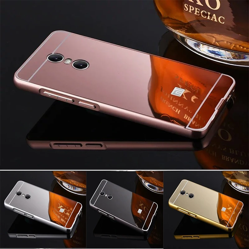 Luxury Rose Gold Mirror Cases For Xiaomi Redmi 5 Plus Alumimum Metal Frame shell Back Cover for Redmi 5 Plus xiaomi leather case charging