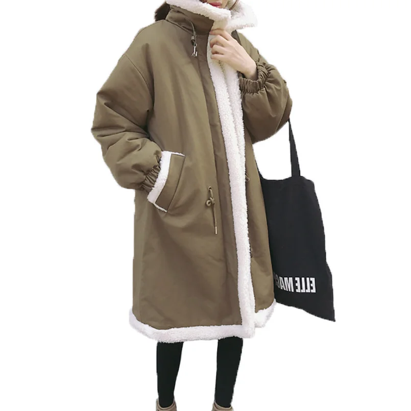 En Kaki Épais Veste Manteau Vestes De Moyen Femme Peau Laine Faux tFq0Baq