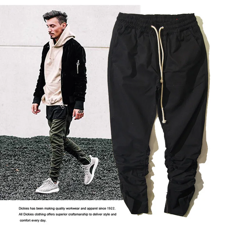 Top Quality Mens Casual jogger Elastic leg side zipper