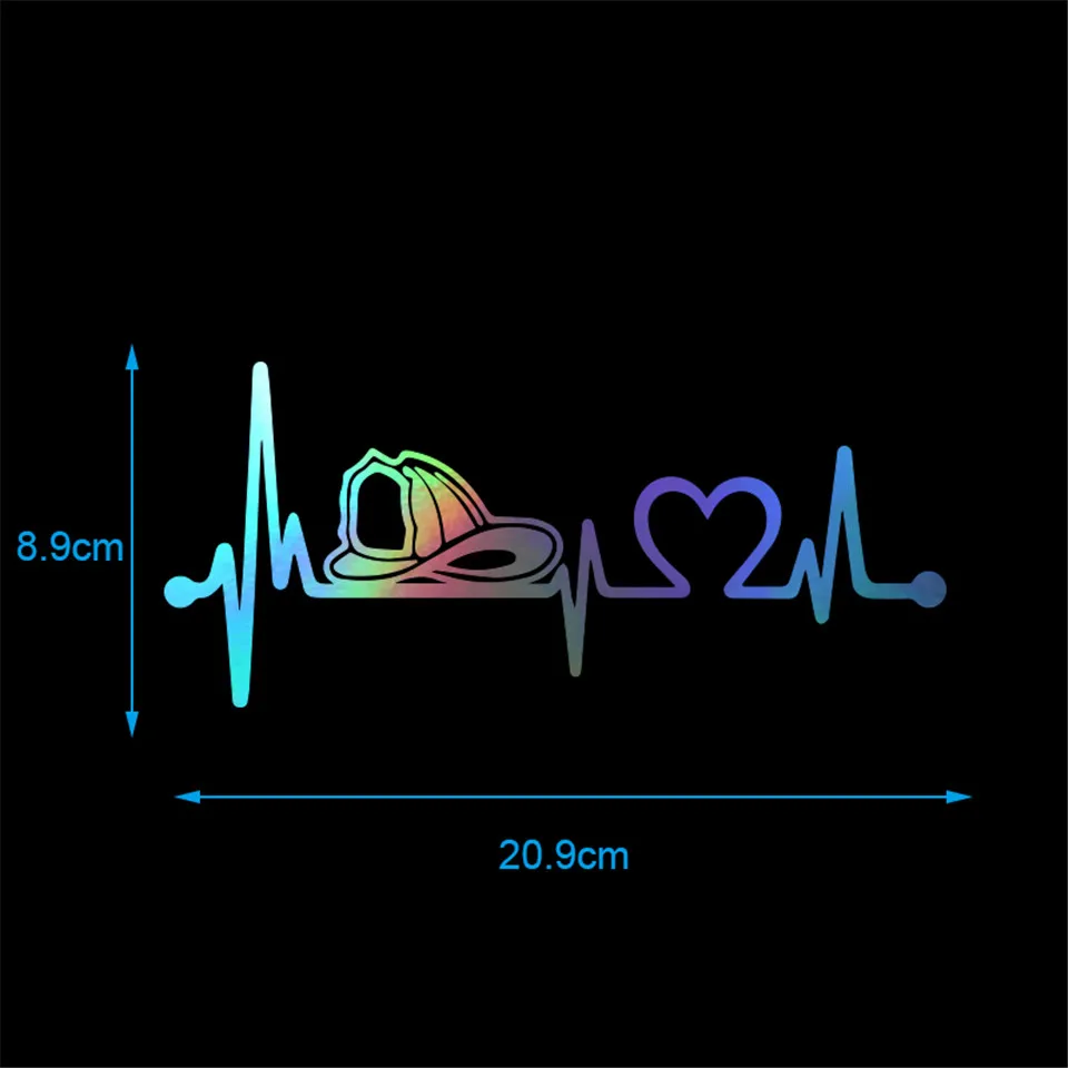 Firefighter Fireman Helmet Heartbeat Lifeline Car Sticker Vinyl Car-styling Reflective Decal Sticker Funny for Car 20.3cm8 (5)