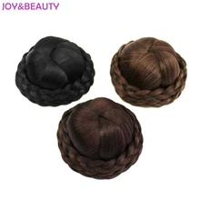 

JOY&BEAUTY Hair Braided Clip In Hair Bun Chignon Hairpiece Donut Roller Bun Hairpiece Hand Knitting braid Synthetic Chignon