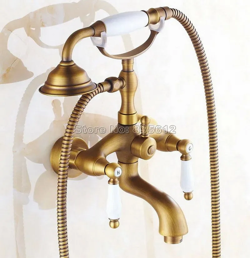 Bathroom Classic Antique Brass Telephone Style Handheld Shower Head