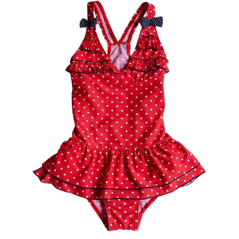 GI FOREVER Girl Skirted One Piece Suit Swimwear Bikini Children Dot