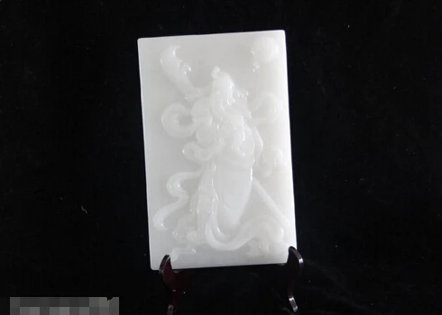 

Collectible bronze lion statue S0065 11 White Jade Stone hand-carved GuanYu Guan Gong Hold Sword warrior Brand Screen