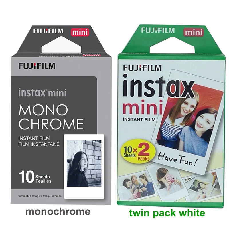 Fujifilm Instax Mini Film 10 монохромный и 20 Белый для Fuji Camera 7S 8 9 25 50s 90 SHARE смартфон принтер SP 3 2