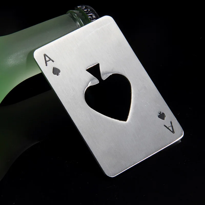 Poker Card Beer Bottle Opener Stainless Steel Wedding Party Banquet Gift Souvenirs Kitchen Dining Bar Tools Table Decor Favors, beer bottle opener keychains