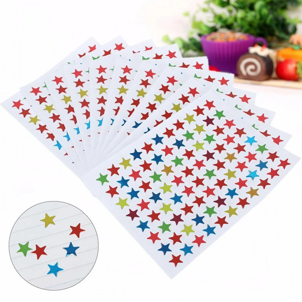 10 листов/880 шт милые бумажные наклейки с пятиконечной звездой для скрапбукинга цветные канцелярские этикетки для мамы и учителя