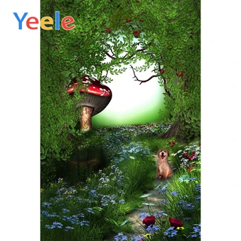 

Yeele Spring Scenery Backdrops Flowers Fairy Tale Forest Children Newborn Mushrooms Elves Flowers Photo Backgrounds Photography