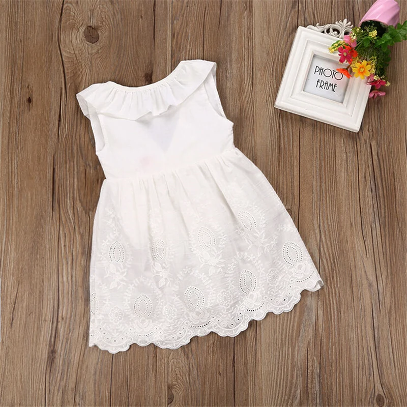От 3 до 8 лет, Летние Детские платья для маленьких девочек милое кружевное хлопковое детское платье с бантом сзади одежда для маленьких девочек белое платье-пачка принцессы