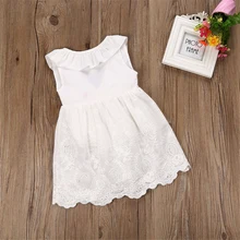 От 3 до 8 лет, Летние Детские платья для маленьких девочек милое кружевное хлопковое детское платье с бантом сзади одежда для маленьких девочек белое платье-пачка принцессы