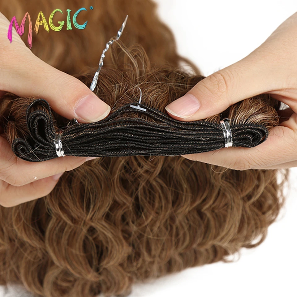 MAGIC Deep Curly Synthetic Hair Weave Deep Wave Hair Bundles 28"30"32"Inches Ombre Color Two Tone Curly Extension 120g