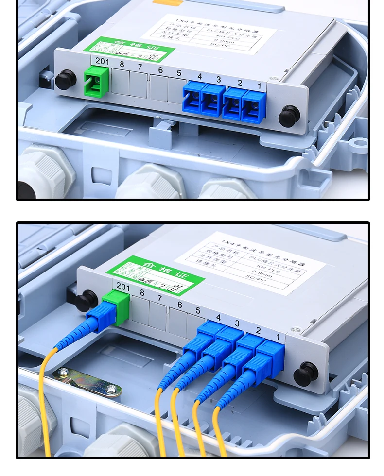 1X8 Сплиттер Волоконно-оптическая коробка FTTH PLC сплиттер коробка с 1X8 плоскостный волновод Тип оптический сплиттер SC APC