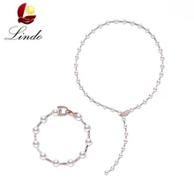 LINDO, ювелирный набор из жемчуга, жемчужный браслет, колье, ретро ожерелье, пресноводный жемчуг, ювелирное изделие, женский подарок