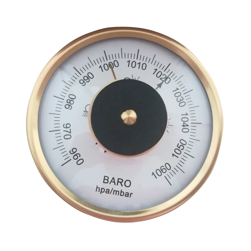 New 90mm Embedded Barometer 1060hPa/mbar Gold Color Round Dial Air