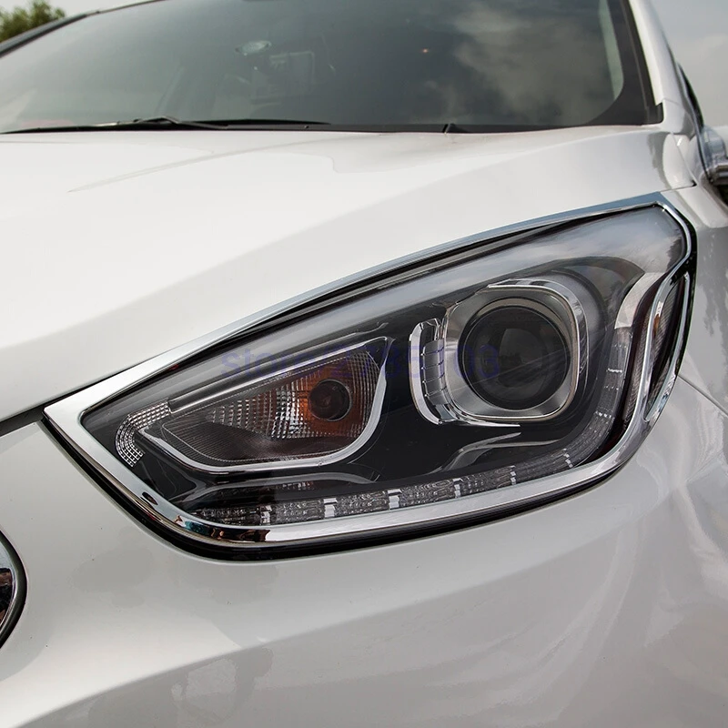 Для Hyundai ix35 2013 Chrome спереди и сзади Фары для автомобиля задние фонари Крышка лампы отделки Рамки ободок гарнир автомобиля Интимные аксессуары