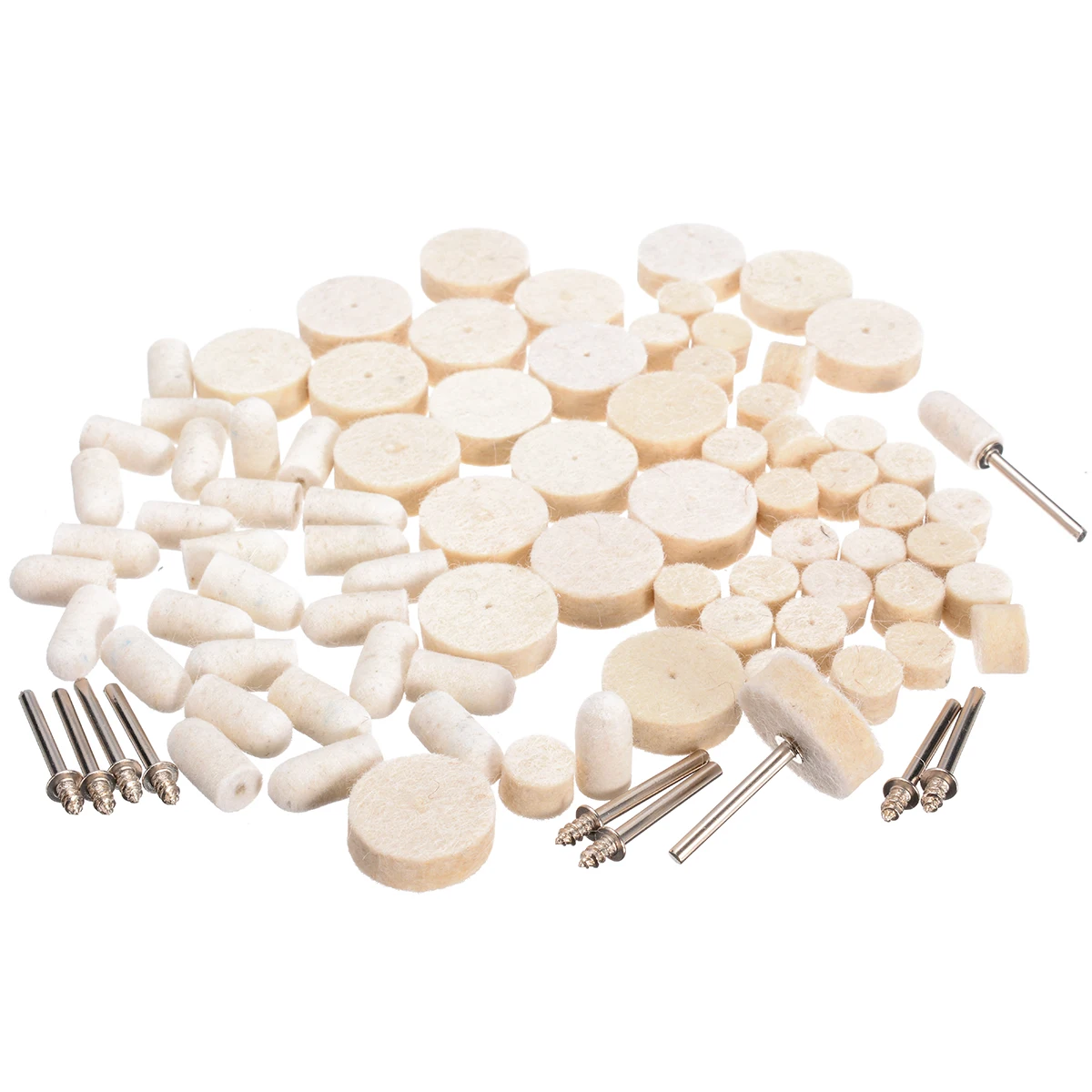 

80pcs Felt Wool Grinding Polishing Pads Wheel + 10pcs 3.17mm Mini Handles For Auto Rotary Power Tools Accessories