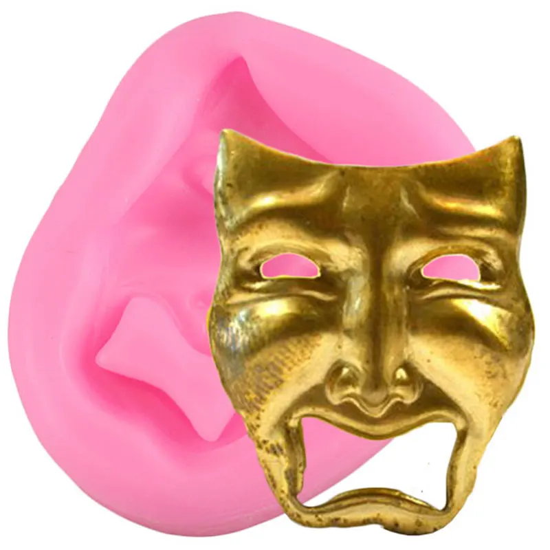 

Tragedy Face Mask Silicone Mold DIY Party Cake Decorating Tools Cupcake Baking Fondant Chocolate Candy Fimo Clay Gumpaste Mould