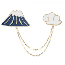 2017 Brooches Metal Alloy Color Drip Clothing Accessories Brooch Snow On Mount Fuji Cloud Combination Badges