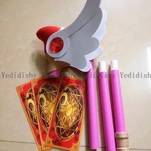 Горячая аниме Cardcaptor Sakura Kinomoto Сакура Косплэй Книги об оружии Птица Глава/звезда волшебная палочка шесты аксессуары Косплэй опора