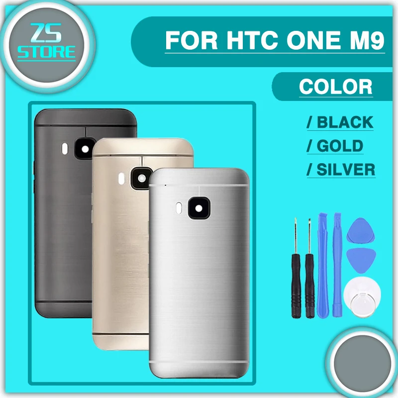 

new M9 matal Battery Back Cover For HTC One M9 Back Door Battery Housing Door Case With Camera Lens Side Button Key + tool