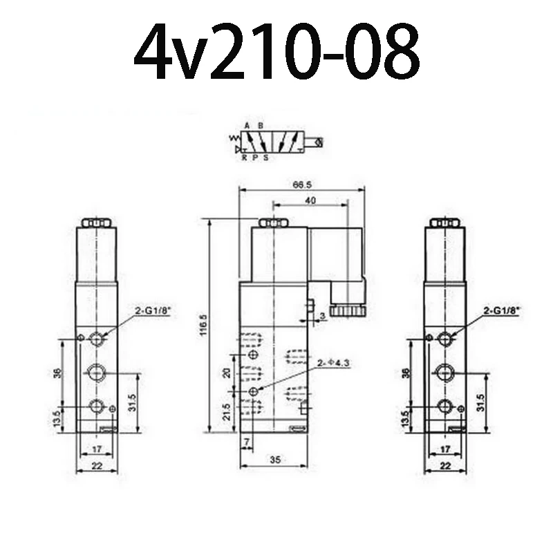 4V210-08 DC12V DC24V AC110V AC220V 5 Путь 2 Позиция Airtac электромагнитный клапан