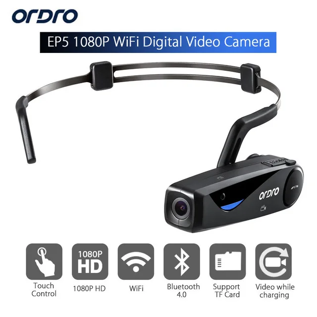 

ORDRO EP5 Wifi 8.0 MP H.264 Bluetooth Camera High Definition Video Camcorder HD 1080p Handset with mic PK EP3